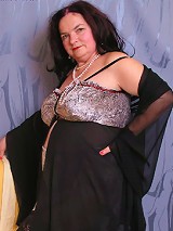 Horny slutty granny in black stockings